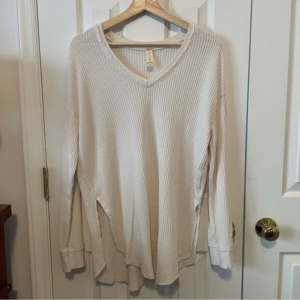 Altar’d State Waffle Knit Long Sleeve V Neck